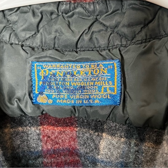 Pendleton Vintage Boys 100% Virgin Wool Flannel Shirt Red Gray Plaid Size L - Picture 6 of 7